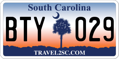 SC license plate BTY029