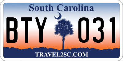 SC license plate BTY031