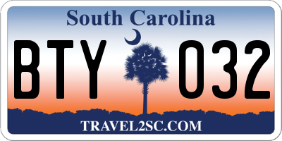 SC license plate BTY032