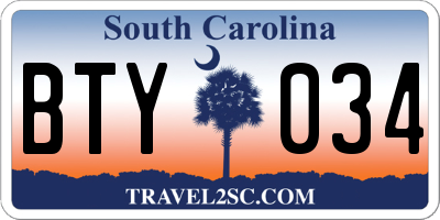 SC license plate BTY034