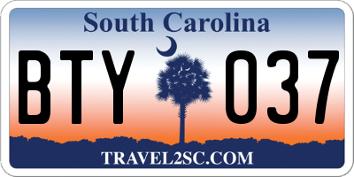 SC license plate BTY037