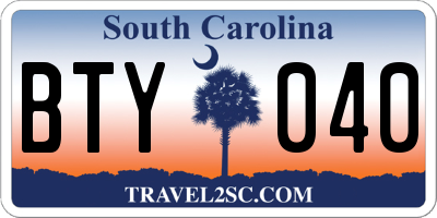 SC license plate BTY040