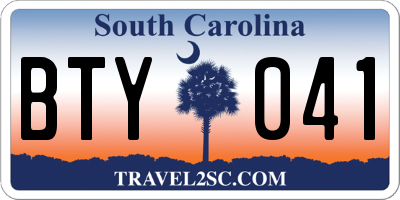 SC license plate BTY041