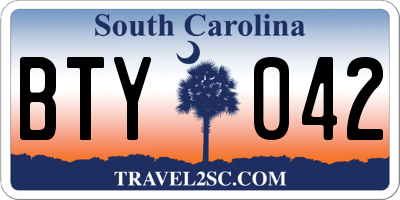 SC license plate BTY042