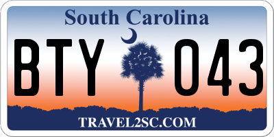 SC license plate BTY043