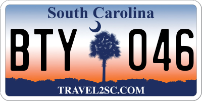 SC license plate BTY046