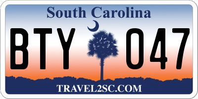 SC license plate BTY047