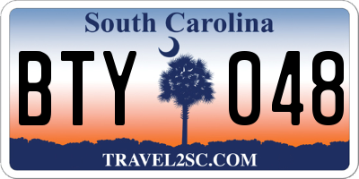 SC license plate BTY048