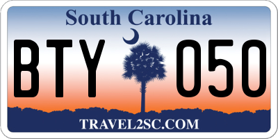 SC license plate BTY050