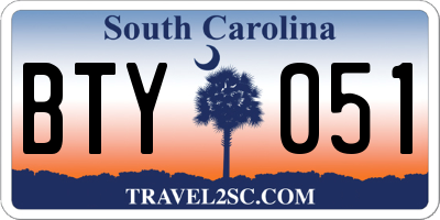 SC license plate BTY051