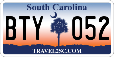 SC license plate BTY052