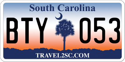 SC license plate BTY053