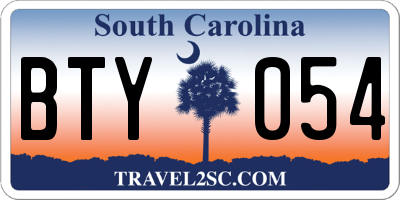 SC license plate BTY054