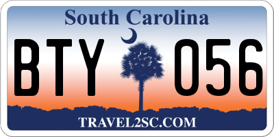 SC license plate BTY056