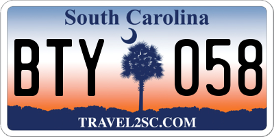 SC license plate BTY058