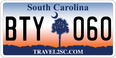 SC license plate BTY060