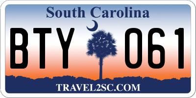 SC license plate BTY061