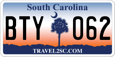 SC license plate BTY062