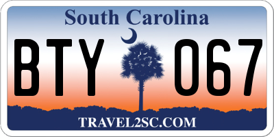 SC license plate BTY067