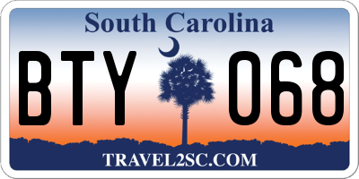 SC license plate BTY068