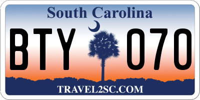 SC license plate BTY070