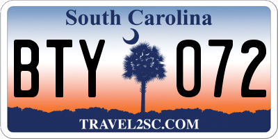 SC license plate BTY072