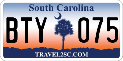 SC license plate BTY075