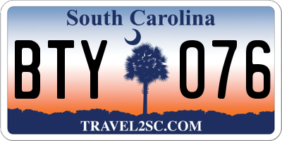 SC license plate BTY076