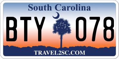 SC license plate BTY078