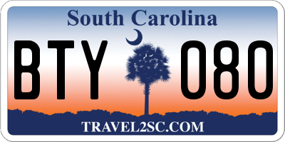 SC license plate BTY080