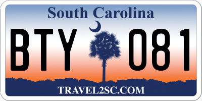 SC license plate BTY081
