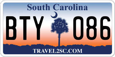 SC license plate BTY086