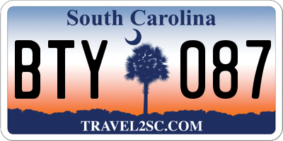SC license plate BTY087