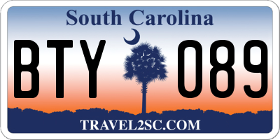 SC license plate BTY089