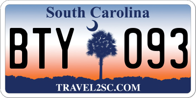 SC license plate BTY093