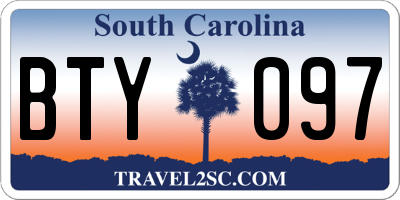 SC license plate BTY097