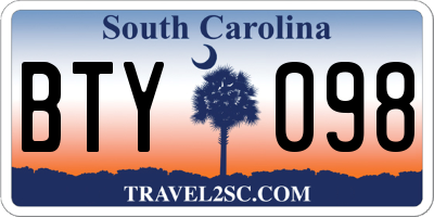 SC license plate BTY098