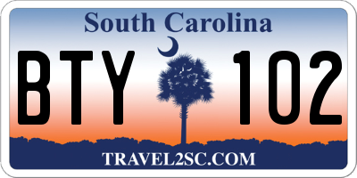 SC license plate BTY102
