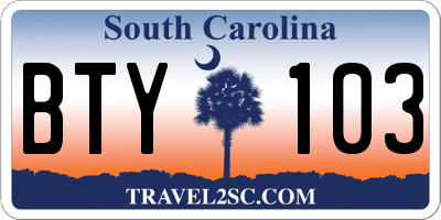 SC license plate BTY103