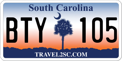 SC license plate BTY105