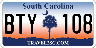 SC license plate BTY108