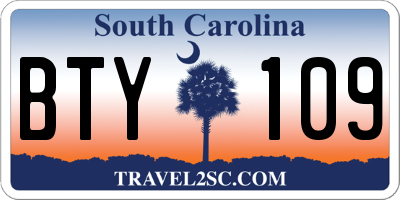 SC license plate BTY109