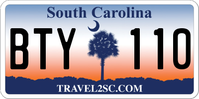 SC license plate BTY110