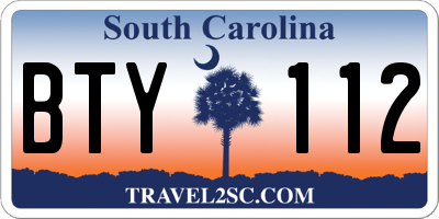 SC license plate BTY112