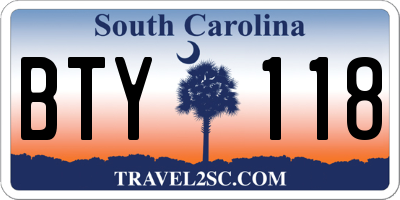 SC license plate BTY118