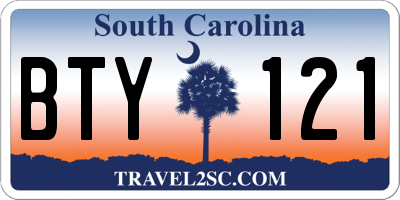 SC license plate BTY121