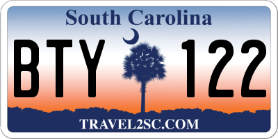 SC license plate BTY122