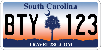 SC license plate BTY123