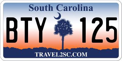 SC license plate BTY125