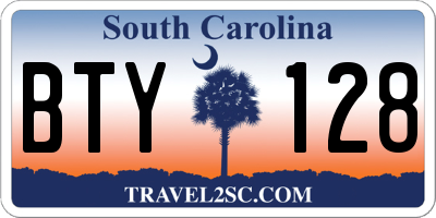 SC license plate BTY128